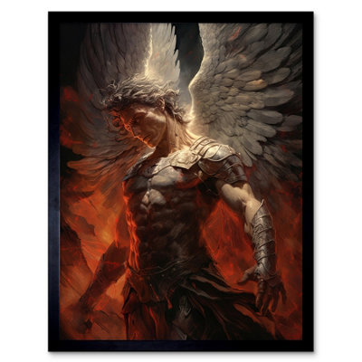 Artery8 Framed Wall Art Archangel Michael Powerful Warrior Champion Of Justice Armour Angel Wings12X16 Inch from B&Q