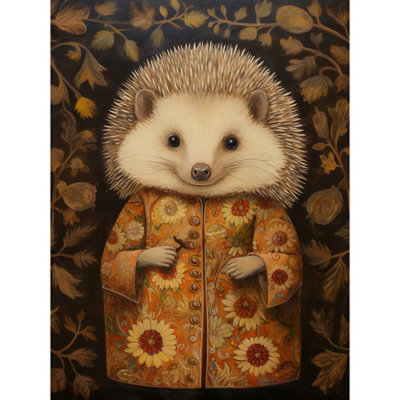 Artery8 Unframed Wall Art Autumn Hedgehog In Sunflower Robe Modern12X16 Inch from B&Q