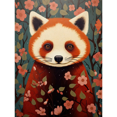 Artery8 Unframed Wall Art Red Panda Cute Tree Blossom Kids Bedroom12X16 Inch from B&Q