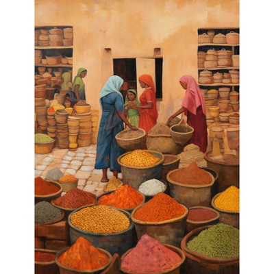 Artery8 Unframed Wall Art Traditional Rural Indian Food Market Watercolour Artwork Spices Herbs12X16 Inch from B&Q