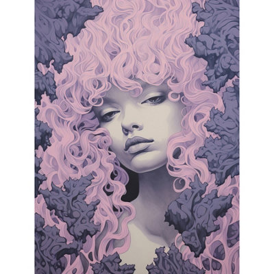 Artery8 Unframed Wall Art Tree Fairy Lavender Purple Pink Woodland Forest Spirit Conceptual12X16 Inch from B&Q