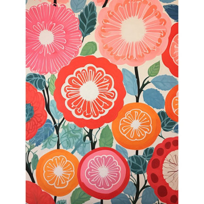 Artery8 Unframed Wall Art Pomegranate Tree Flowers In Bloom Mediterranean Bright Floral Abstract12X16 Inch from B&Q