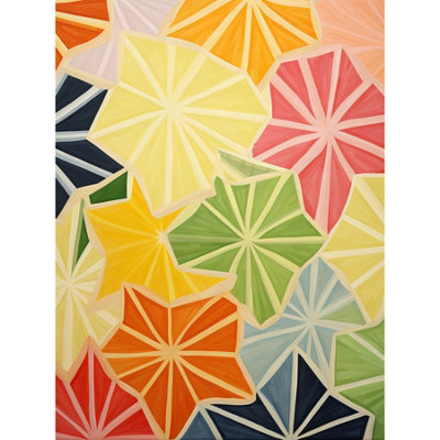 Artery8 Unframed Wall Art Colourful Slices Of Star Fruit Bright Watercolour Painting Abstract Carambola Kitchen12X16 Inch from B&Q