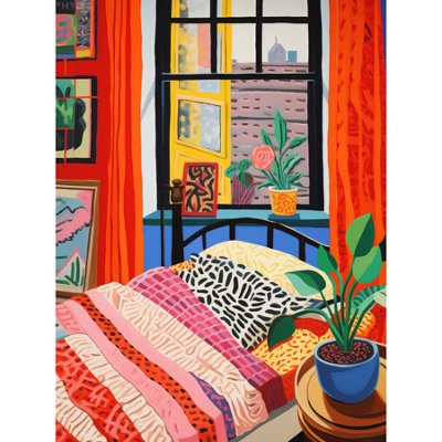 Artery8 Unframed Wall Art The Artist's Bedroom Henri Matisse Style Vibrant Patterns Colourful Painting12X16 Inch from B&Q