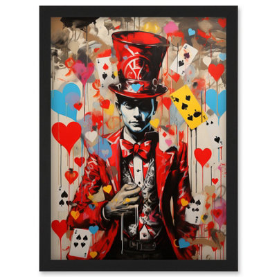 B&Q -  The King Of Hearts Modern Magician Magical Artwork Playing Cards Wall Art PrintA4 Size