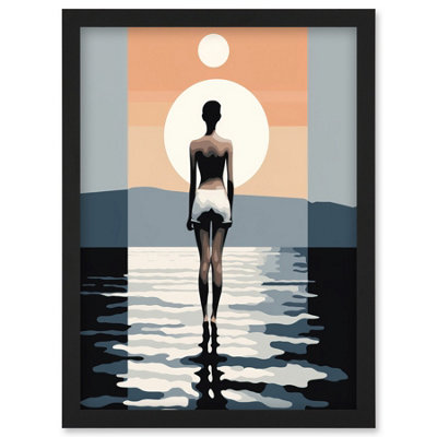 Artery8 The Sea Is Calling Modern Abstract Minimalist Artwork Sun And Moon Wall Art PrintA4 Size from B&Q