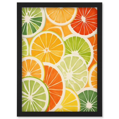 Artery8 Slices Of Limes Oranges And Grapefruit Bright Watercolour Painting Kitchen Wall Art PrintA4 Size from B&Q