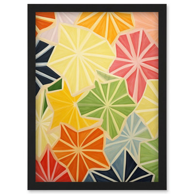 Artery8 Colourful Slices Of Star Fruit Bright Watercolour Painting Abstract Carambola Kitchen Wall Art PrintA4 Size from B&Q