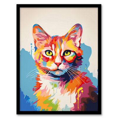 Artery8 Ginger Cat Lover Gift Pet Portrait Colourful Artwork Painting Wall Art PrintA4 Size from B&Q