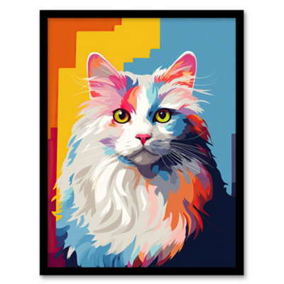 Artery8 Ragdoll Cat Lover Gift Pet Portrait Orange Blue Purple Artwork Painting Wall Art PrintA4 Size from B&Q