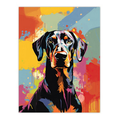 Artery8 Unframed Wall Art Doberman Dog Lover Gift Pet Portrait Abstract Pop Artwork Painting12X16 Inch from B&Q