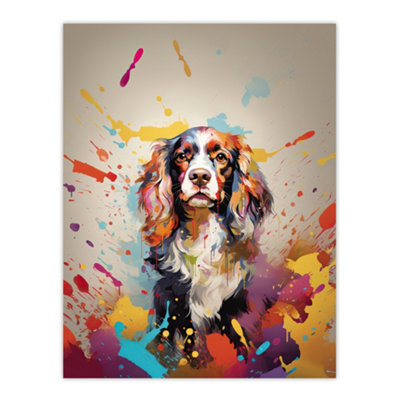 Artery8 Unframed Wall Art King Charles Spaniel Dog Lover Gift Pet Portrait Colourful Artwork Painting12X16 Inch from B&Q