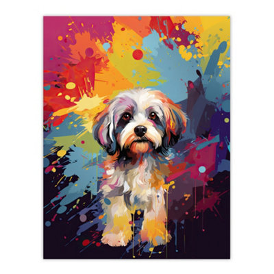 Artery8 Unframed Wall Art Shih Tzu Dog Lover Gift Pet Portrait Colourful Artwork Painting12X16 Inch from B&Q