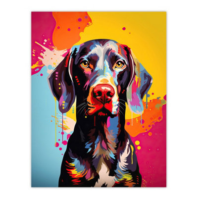 Artery8 Unframed Wall Art Shorthaired German Pointer Dog Lover Gift Pet Portrait Colourful Artwork Painting12X16 Inch from B&Q