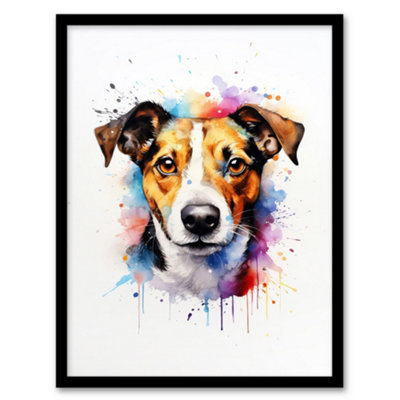 Artery8 Jack Russell Lovers Gift Watercolour Pet Portrait Painting Wall Art PrintA4 Size from B&Q