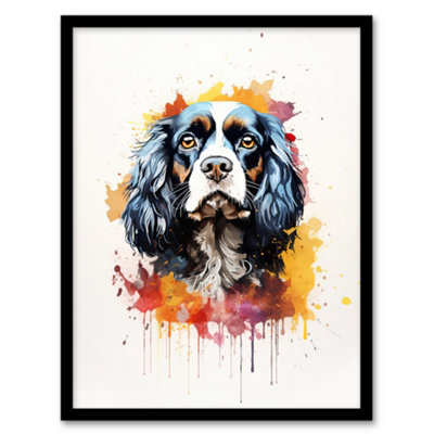 Artery8 King Charles Spaniel Lovers Gift Watercolour Pet Portrait Painting Wall Art PrintA4 Size from B&Q