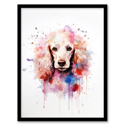 Artery8 Poodle Lovers Gift Watercolour Pet Portrait Painting Wall Art PrintA4 Size from B&Q