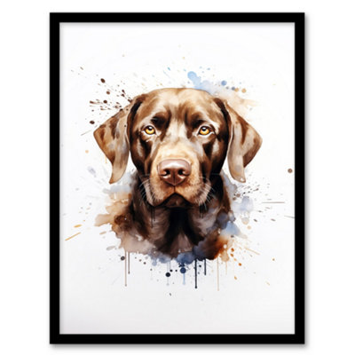 Artery8 Chocolate Labrador Retriever Lovers Gift Watercolour Pet Portrait Painting Wall Art PrintA4 Size from B&Q