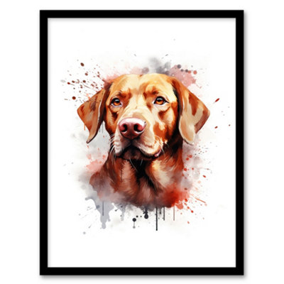 Artery8 Red Labrador Retriever Lovers Gift Watercolour Pet Portrait Painting Wall Art PrintA4 Size from B&Q