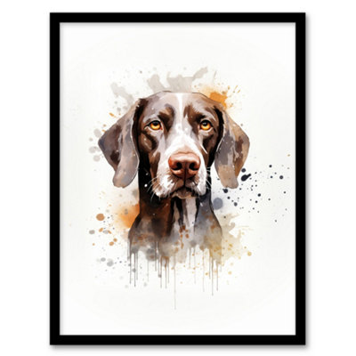 Artery8 Shorthaired German Pointer Lovers Gift Watercolour Pet Portrait Painting Wall Art PrintA4 Size from B&Q
