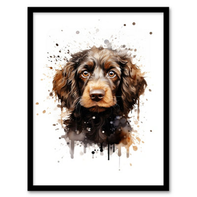 Artery8 Framed Wall Art Cockapoo Lovers Gift Watercolour Pet Portrait Painting12X16 Inch from B&Q
