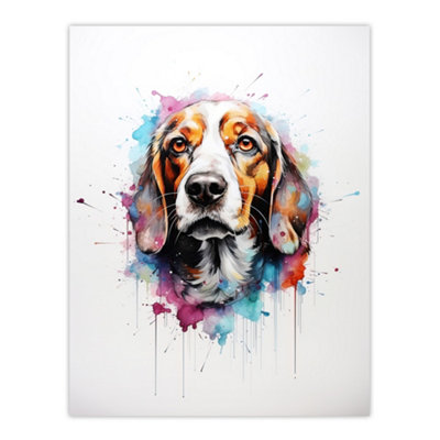 Artery8 Unframed Wall Art Beagle Lovers Gift Watercolour Pet Portrait Painting12X16 Inch from B&Q