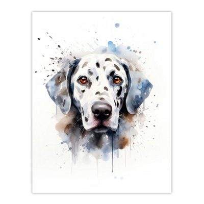Artery8 Unframed Wall Art Dalmatian Lovers Gift Watercolour Pet Portrait Painting12X16 Inch from B&Q