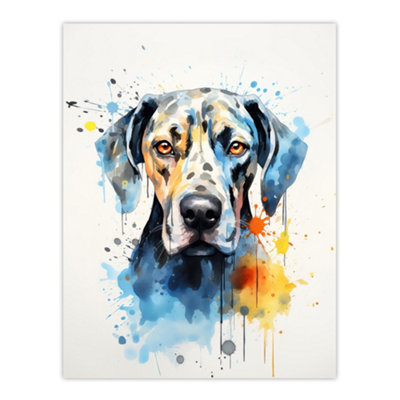 Artery8 Unframed Wall Art Great Dane Lovers Gift Watercolour Pet Portrait Painting12X16 Inch from B&Q