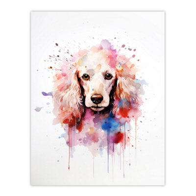 Artery8 Unframed Wall Art Poodle Lovers Gift Watercolour Pet Portrait Painting12X16 Inch from B&Q