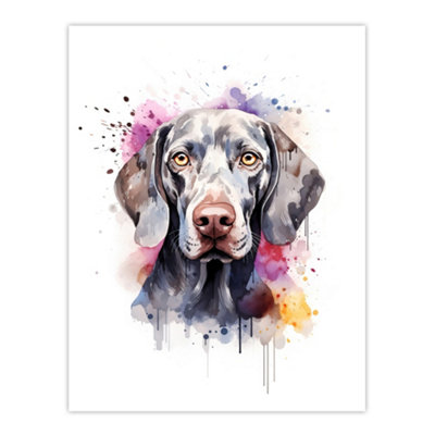 Artery8 Unframed Wall Art Weimaraner Lovers Gift Watercolour Pet Portrait Painting12X16 Inch from B&Q