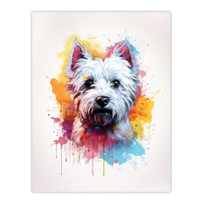 Artery8 Unframed Wall Art West Highland Terrier Lovers Gift Watercolour Pet Portrait Painting - 12X16 Inch