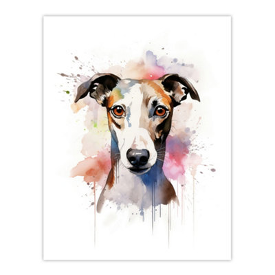 Artery8 Unframed Wall Art Whippet Lovers Gift Watercolour Pet Portrait Painting12X16 Inch from B&Q