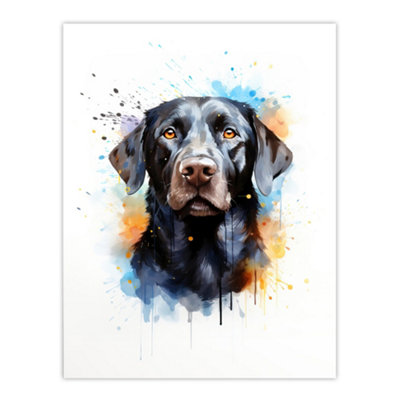 Artery8 Unframed Wall Art Black Labrador Retriever Lovers Gift Watercolour Pet Portrait Painting12X16 Inch from B&Q