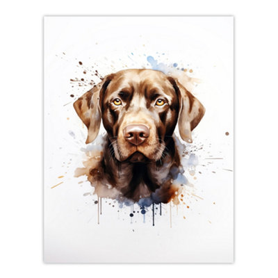 Artery8 Unframed Wall Art Chocolate Labrador Retriever Lovers Gift Watercolour Pet Portrait Painting12X16 Inch from B&Q