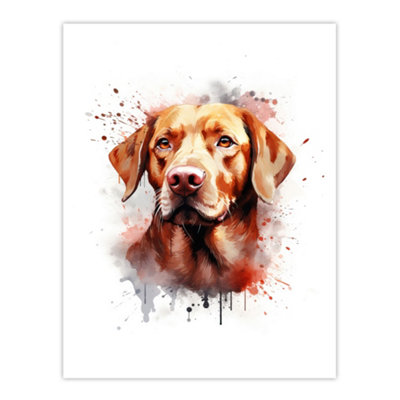 Artery8 Unframed Wall Art Red Labrador Retriever Lovers Gift Watercolour Pet Portrait Painting12X16 Inch from B&Q
