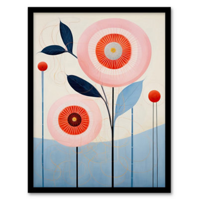 B&Q -  Kaleidoscope Blossom Oil Painting Pastel Colour Pink Blue Boho Geometric Wall Art PrintA4 Size