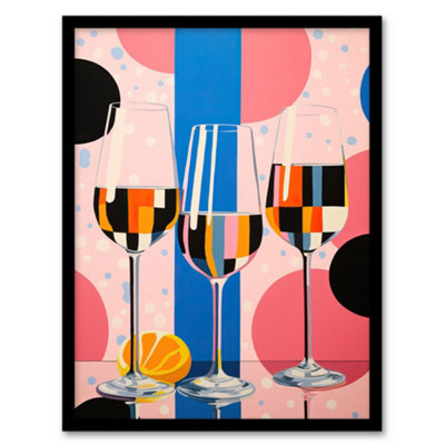 Wee Blue Coo Prosecco Party Colourful Pink Blue Gender Reveal Baby Shower Geometric Painting Wall Art PrintA4 Size from B&Q
