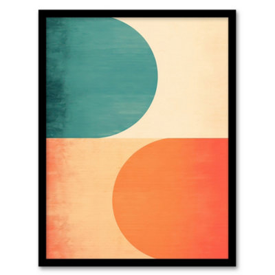 Wee Blue Coo Teal Swipe Left Orange Swipe Right Abstract Cold And Hot Match Painting Wall Art PrintA4 Size from B&Q