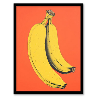 Wee Blue Coo Framed Wall Art Banana Orange Kitchen Painting Vibrant Yellow On Orange Flat Bold Colour12X16 Inch from B&Q