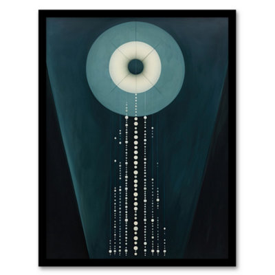 Wee Blue Coo Framed Wall Art The Abstraction Of Teal Moonlight Pearls Blue Hilma Af Klint Style Oil Painting12X16 Inch from B&Q