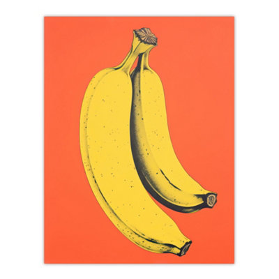 Wee Blue Coo Unframed Wall Art Banana Orange Kitchen Painting Vibrant Yellow On Orange Flat Bold Colour12X16 Inch from B&Q