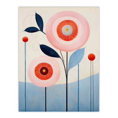 B&Q -  Unframed Wall Art Kaleidoscope Blossom Painting Pastel Colour Pink Blue Boho Geometric12X16 Inch