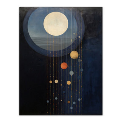 Wee Blue Coo Unframed Wall Art Lost In Space Dreams Planet Strings Blue Orange Surreal Painting12X16 Inch from B&Q