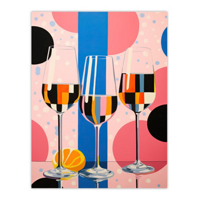 Wee Blue Coo Unframed Wall Art Prosecco Party Colourful Pink Blue Gender Reveal Baby Shower Geometric Painting12X16 Inch from B&Q
