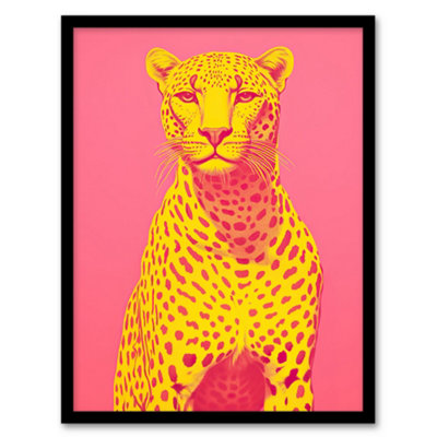 Wee Blue Coo Cerise Cheetah Bold Animal Yellow Pink Living Room Wall Art PrintA4 Size from B&Q