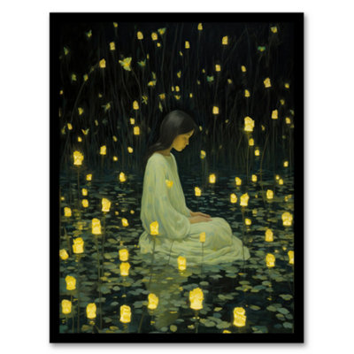 Wee Blue Coo Diwali At Dusk Whimsical Portrait Living Room Wall Art PrintA4 Size