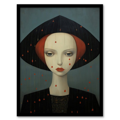Wee Blue Coo Don't Rain On My Parade Red Haired Woman Living Room Wall Art PrintA4 Size from B&Q