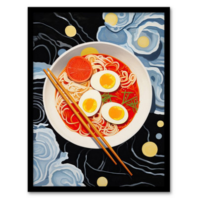 Wee Blue Coo Noodles And Doodles Ramen Food Kitchen Living Room Wall Art PrintA4 Size from B&Q
