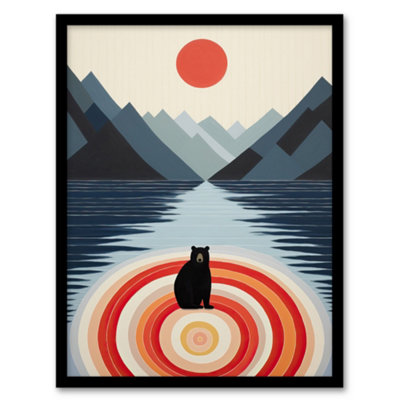 Wee Blue Coo Framed Wall Art Bear Lake Calm Kids Room Fun Red Blue Living Room12X16 Inch from B&Q