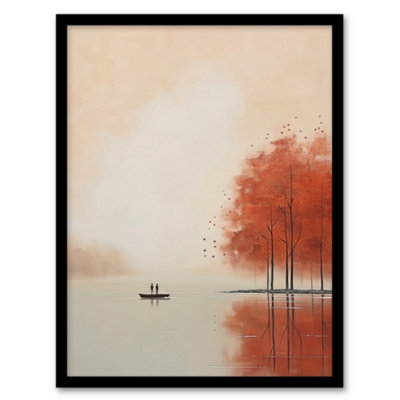 Wee Blue Coo Framed Wall Art Boating On The Autumn Lake Calm Peaceful Living Room12X16 Inch from B&Q